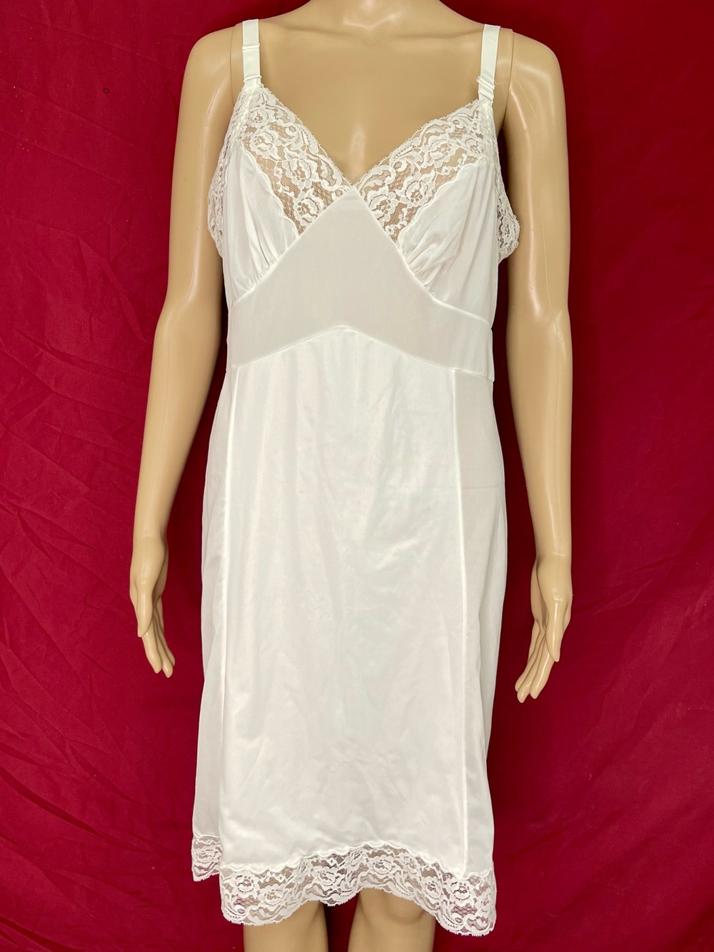 Vintage 1950's Movie Star Ivory Satin Slip/Sleep Dress Size 38 (Medium) USA